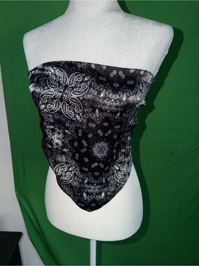 Black Paisley Satin Bandana Scarf - Versatile Women's Wrap